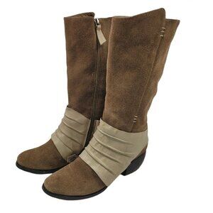 Antelope Leather Riding Boots Brown and Beige Suede Zippered Unique Sz 36(5.5-6)